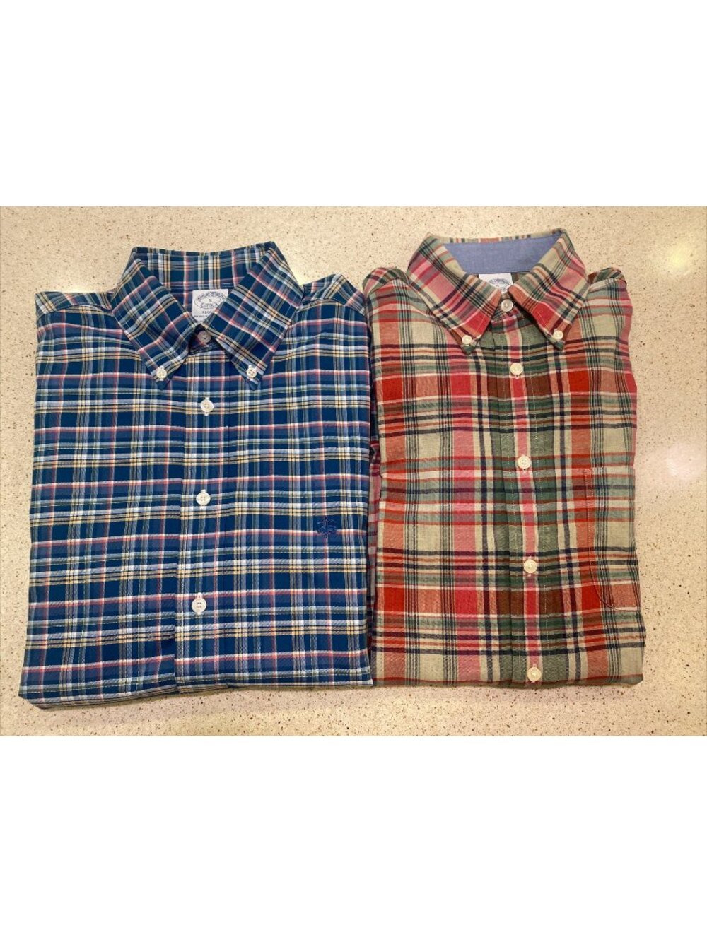 LOT OF 2-BROOKS BROTHERS Regent Fit Button Down Shirts-Multi Plaid-Men's Small